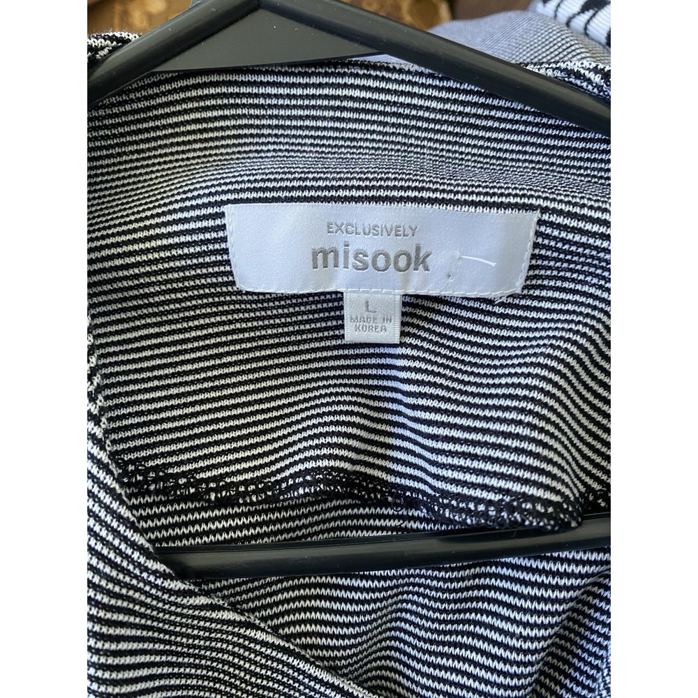 Misook Black White Striped Geometric Knit Blazer Cardigan Jacket Size L $398 - Picture 2 of 8